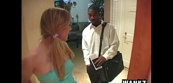  white girl Roxi fucks religious black guy